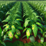 "Feuilles de plantes montrant des signes de chlorose internervaire causée par une carence en magnésium, avec un contraste marquant entre nervures vertes et zones jaunies, illustrant l'importance de ce nutriment clé pour la photosynthèse et la croissance végétale."