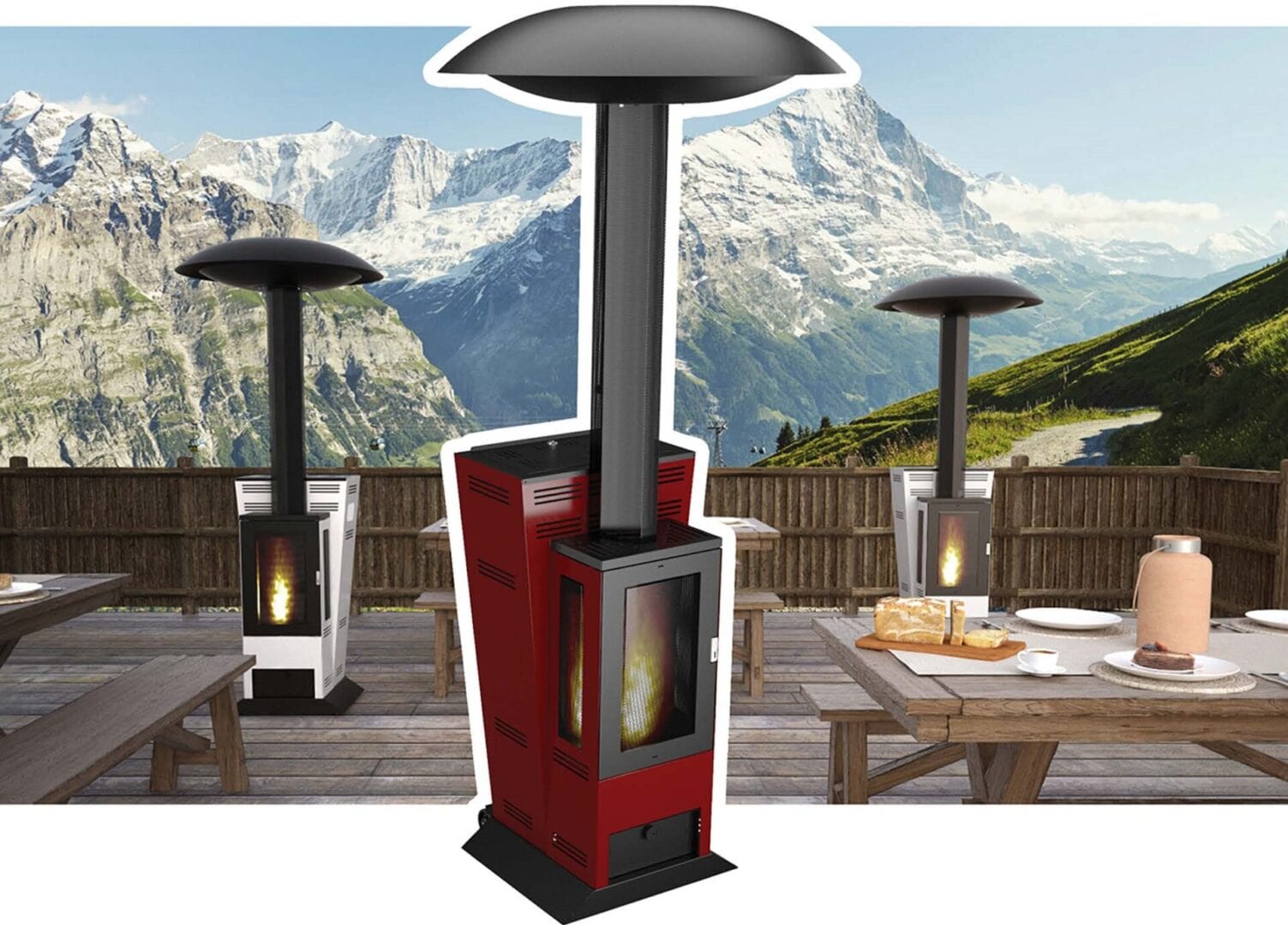 Chauffage De Terrasse Extérieur à Gaz Propane - Chauffage Rapide Avec Roues Et Sécurité Anti-Inclinaison